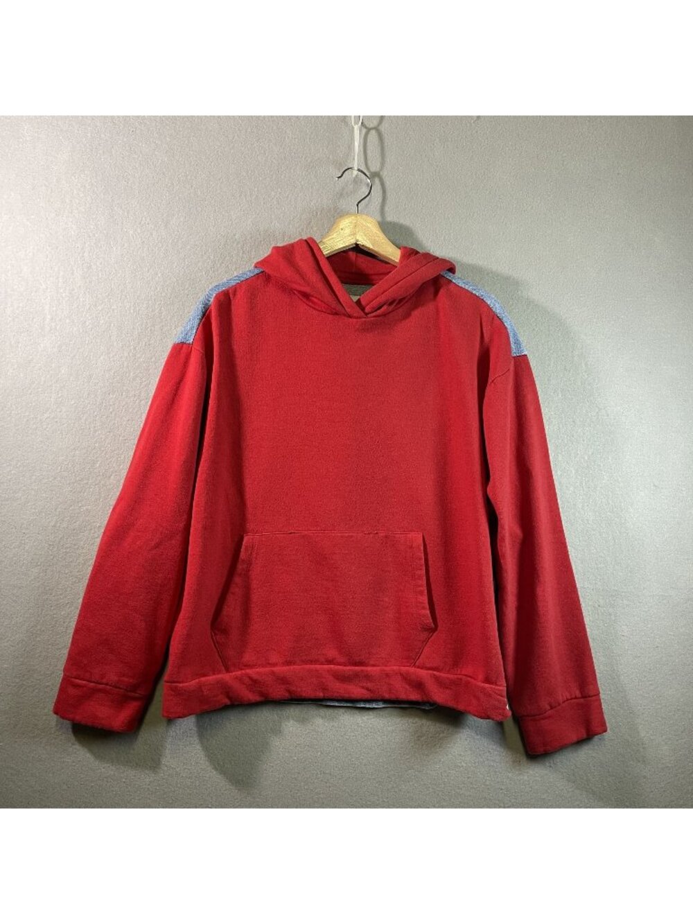 Zara Unique Hoodie Hooded Sweatshirt W/ Denim Jean Jacket Back Oversized Small